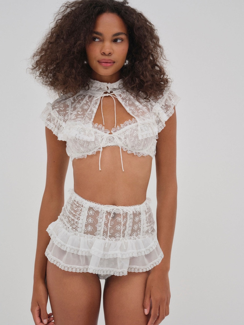 RARE For Love & Lemons Layered Cake Chiffon 3pc Set White Size Small NWT